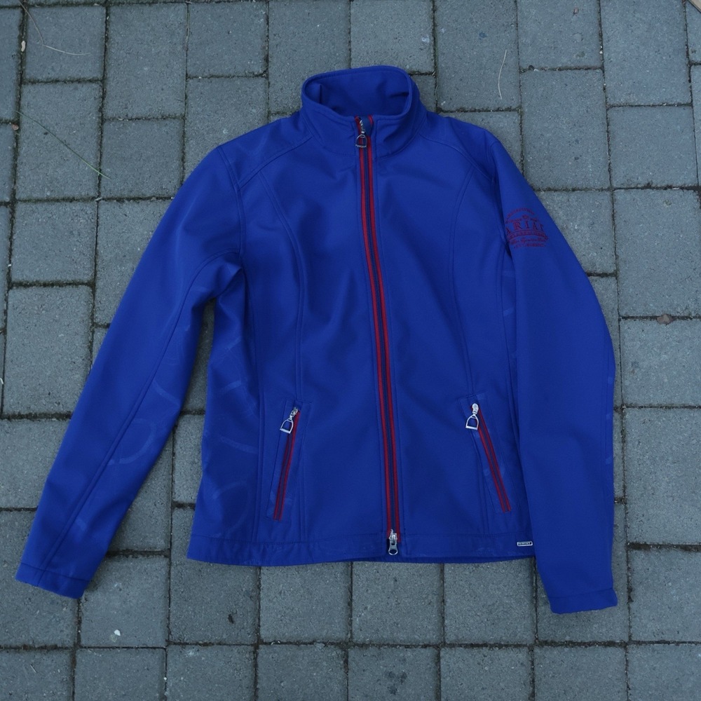 Ariat Sutton Softshell Jacket Womens M Medium Blue Equestrian Horseshoe Print